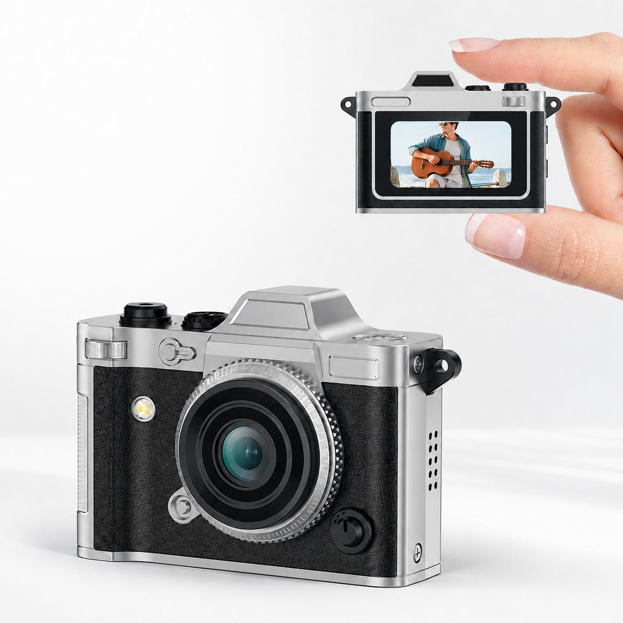2K Mini Metal Retro Camera DC29S Leather Texture 1.47-inch Screen Metal Shell & Leather Coating 