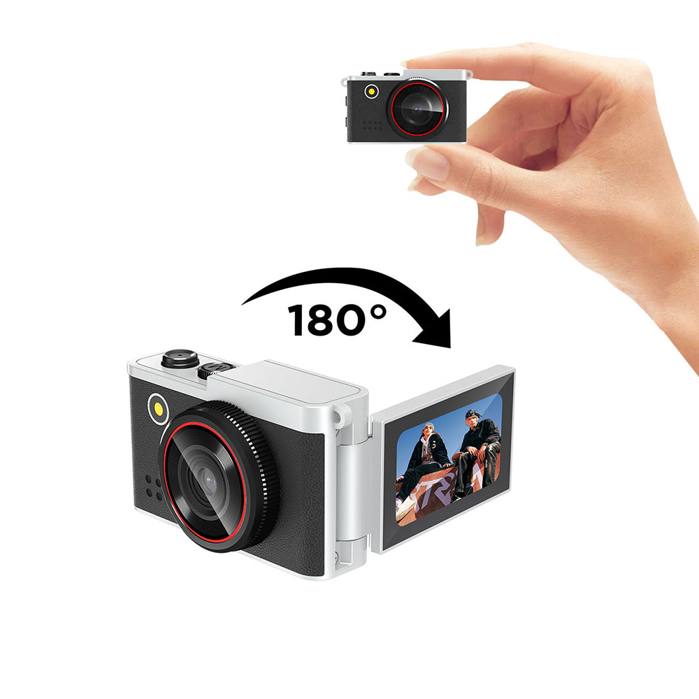 DC38S Mini Camera with Rotating LCD Screen 5MP HD Video Recording Support MicroSD